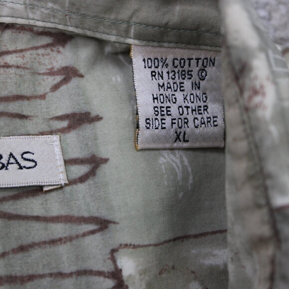 Burma Bibas Shirt Mens XL Beige Geometric 60 Singles Cotton Lawn S/S Button Up - Picture 9 of 14